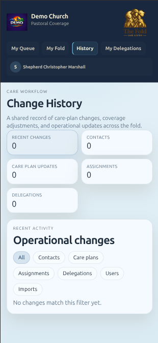 The Fold mobile change history view showing tracked changes over time